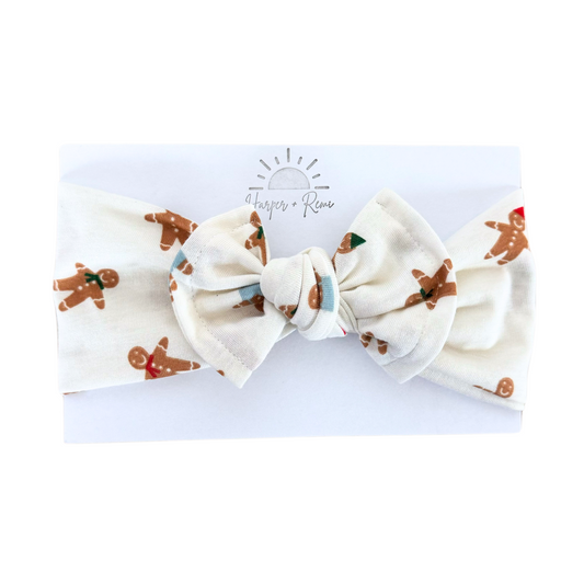 Dainty Gingerbread Men | Cotton Top Knot Bow