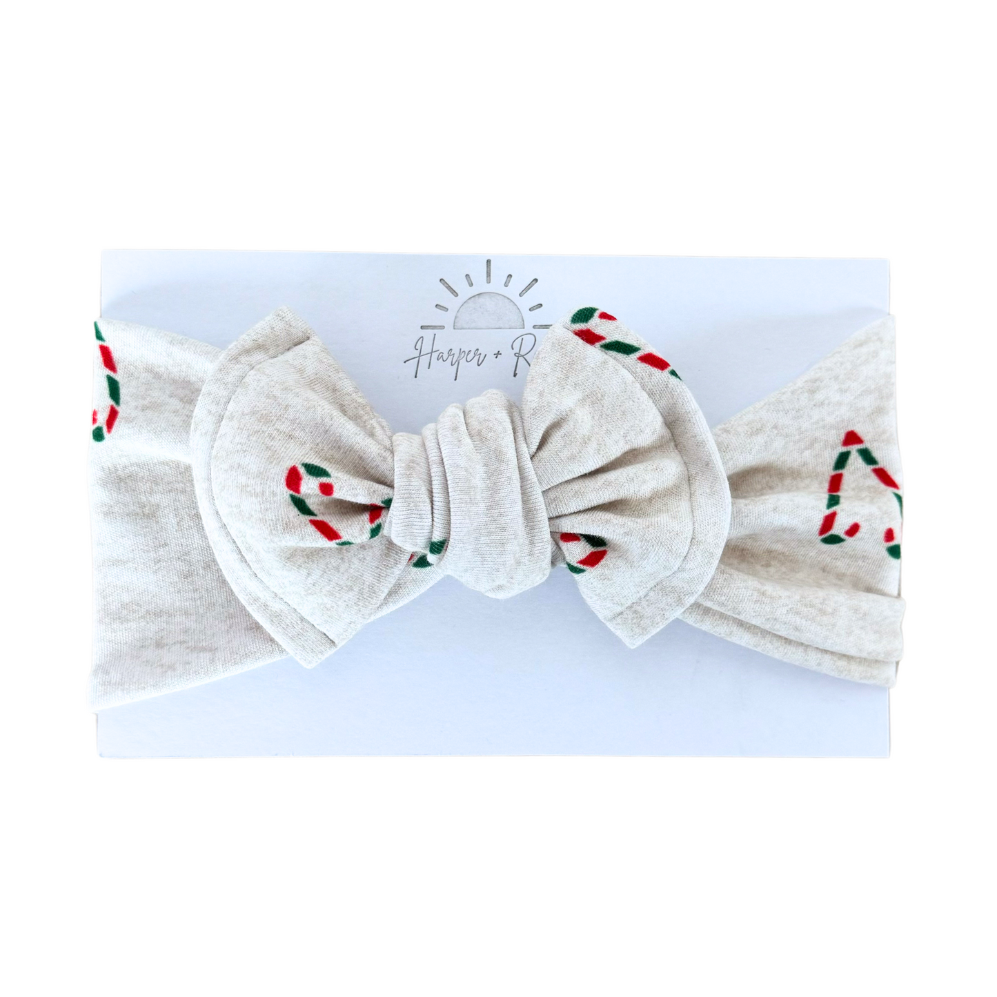 Candy Cane Hearts | Cotton Jersey Top Knot Bow