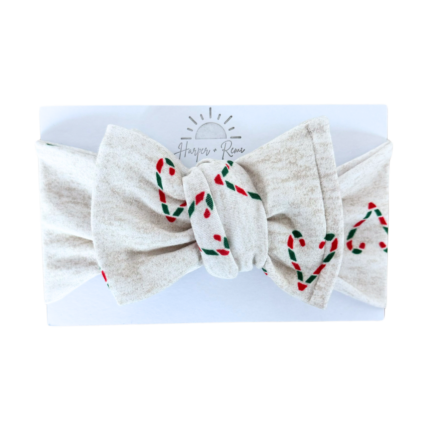 Candy Cane Hearts | Cotton Jersey Oversized Bow