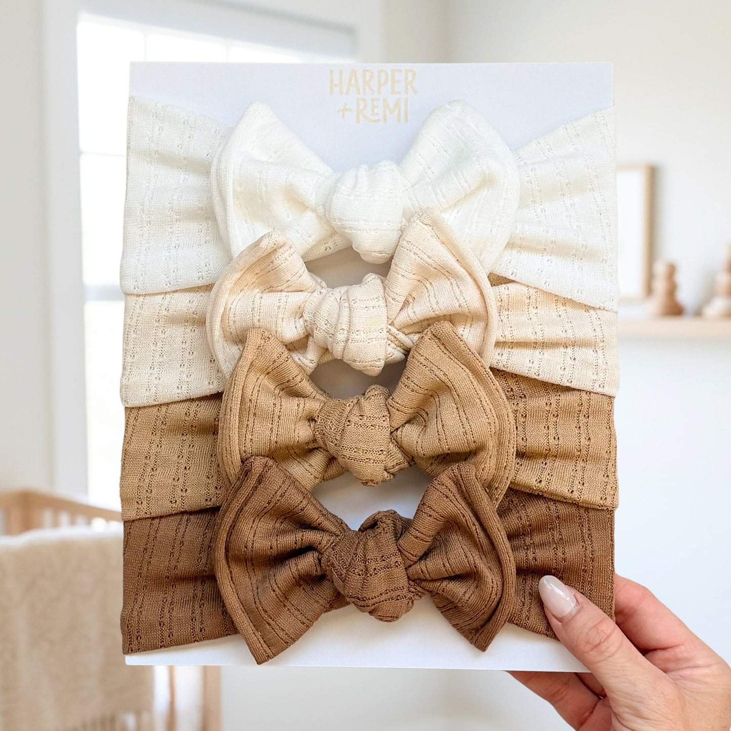 Coffeehouse Essentials (Neutral + Mocha) | Pointelle Baby Bow Bundle