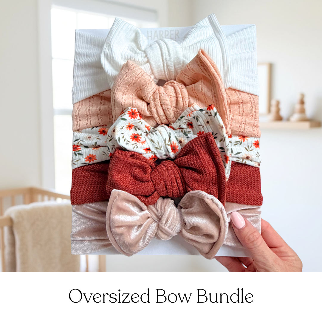 Signature Textures Sampler (September Blooms) | Mixed Fabric Baby Bow Bundle