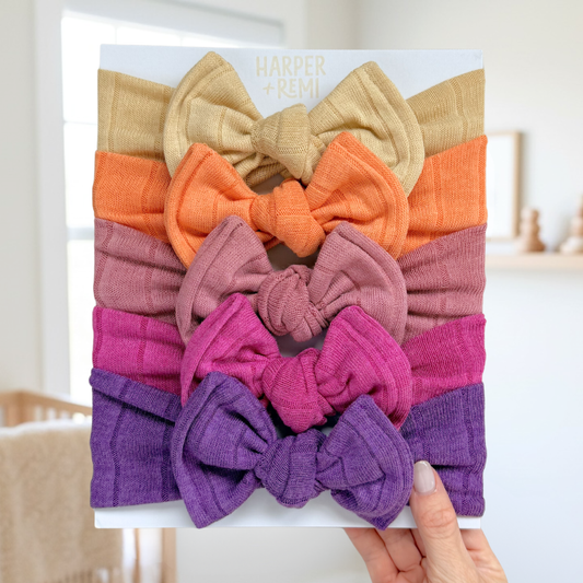 Autumn Sunset | Lightweight Sweat Ribbed Baby Bow Bundle