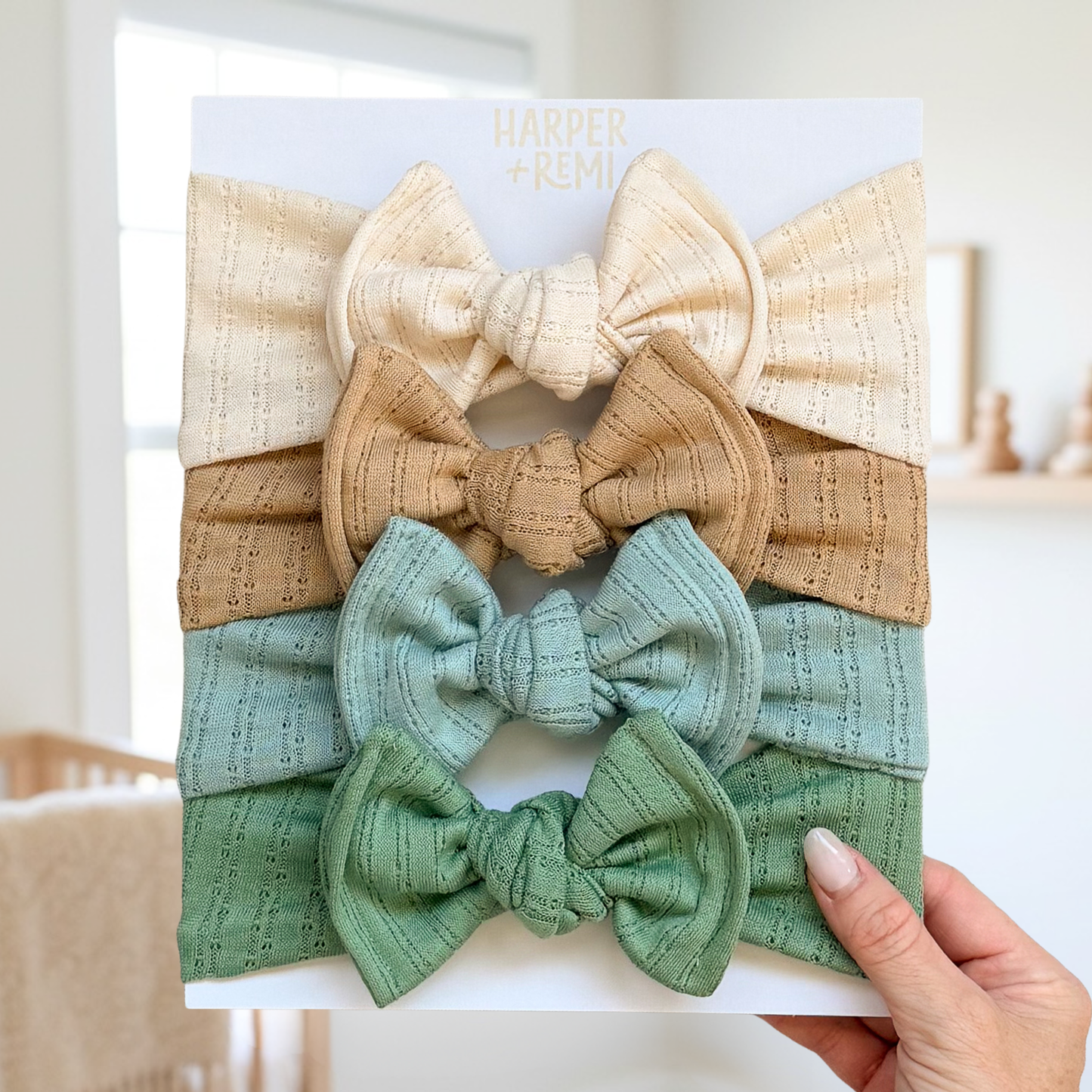 Bluegrass Essentials (Neutral + Blue Green) | Pointelle Baby Bow Bundle
