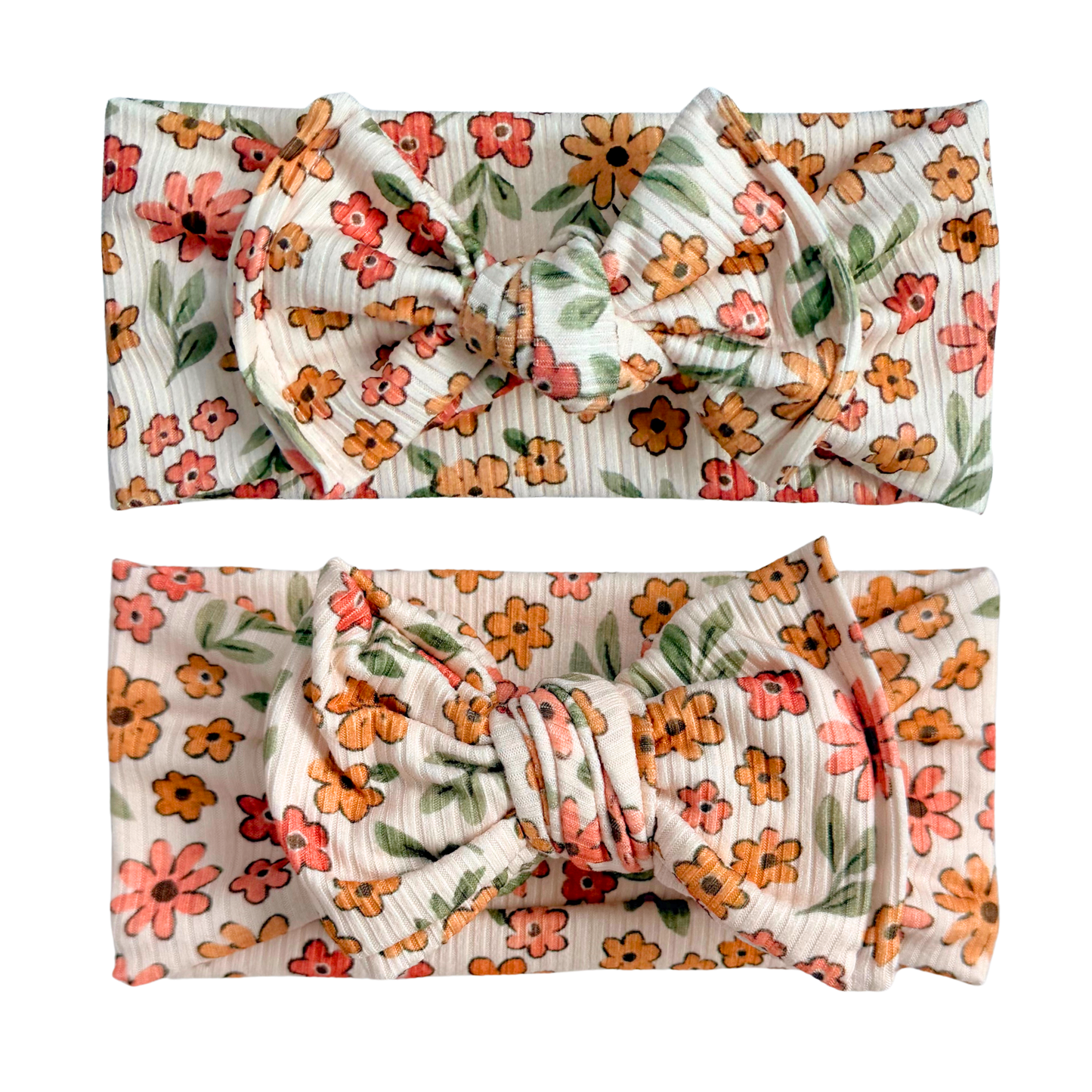 Spiced Autumn Floral Ribbed Baby Headband