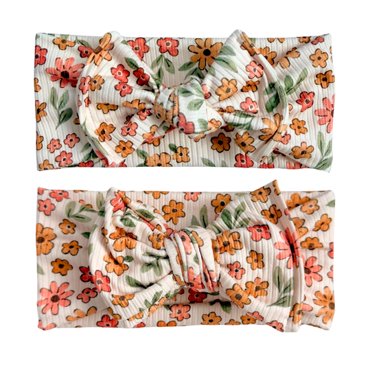 Spiced Autumn Floral Ribbed Baby Headband