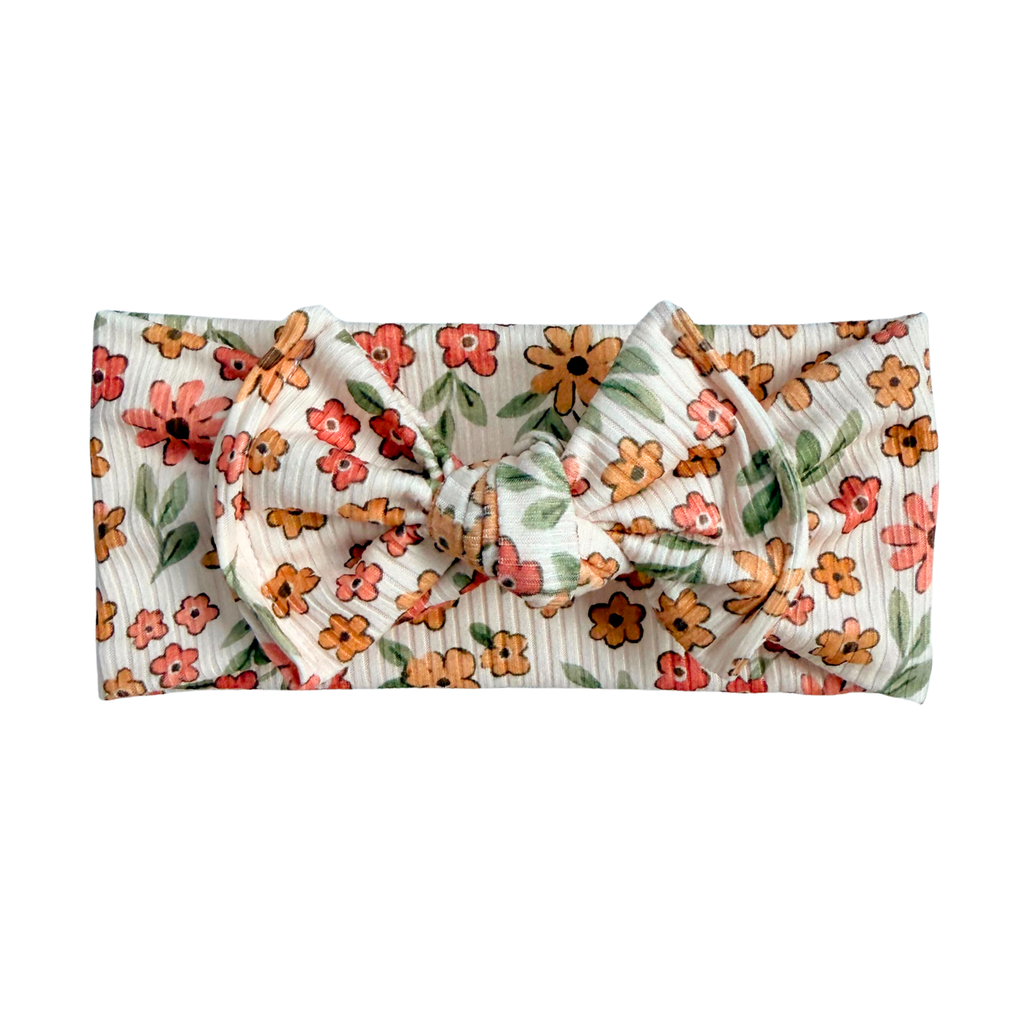 Spiced Autumn Floral Ribbed Baby Headband
