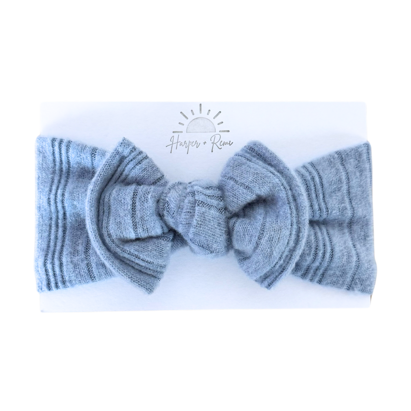 Blue Fuzzy Ribbed | Chunky Top Knot Bow