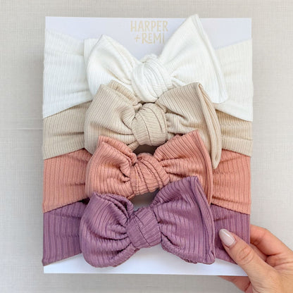 Girly Girl Essentials (Pink + Purple) | Ribbed Baby Bow Bundle