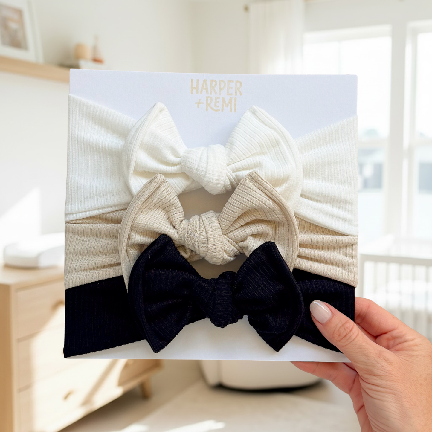 Modern Neutrals (Neutral + Black) | Ribbed Baby Bow Bundle