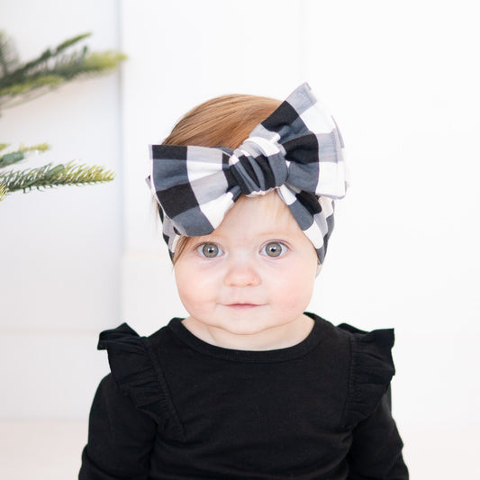 Black & White Buffalo Plaid Baby Headband