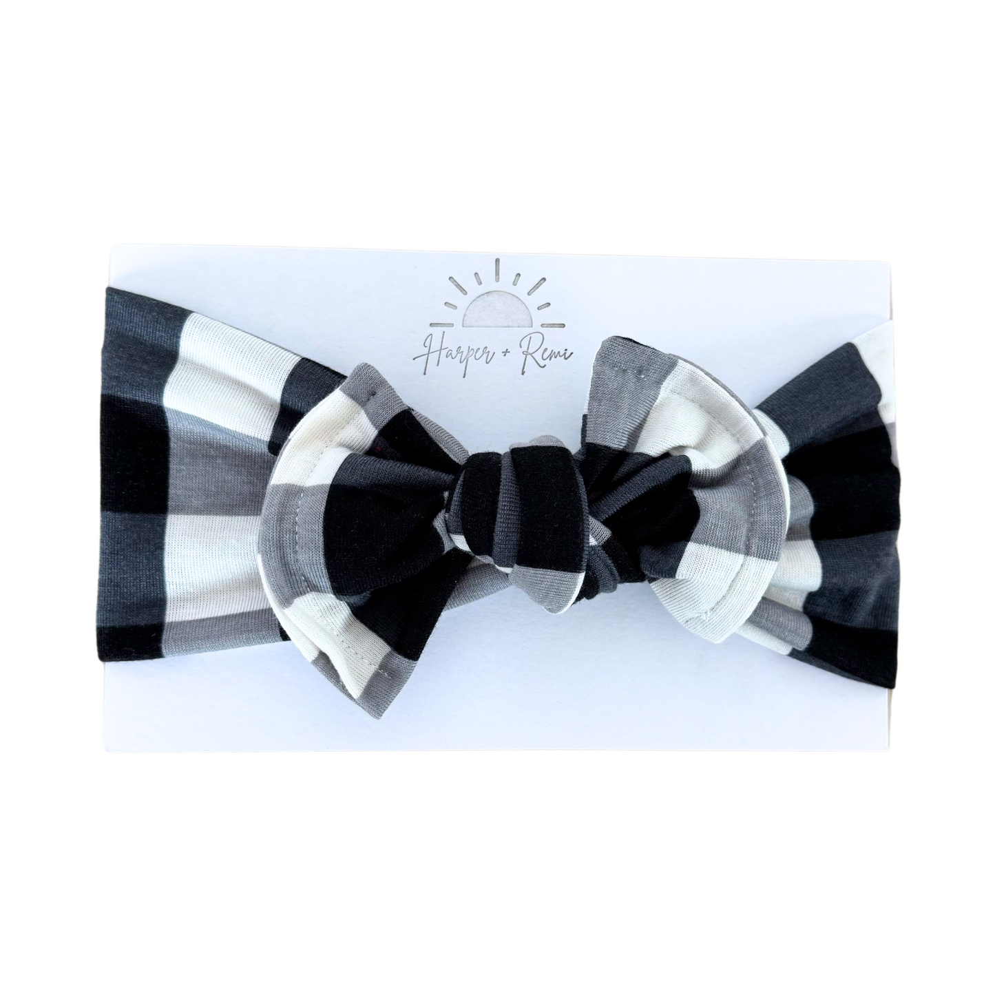 Black & White Buffalo Print | Cotton Jersey Top Knot Bow