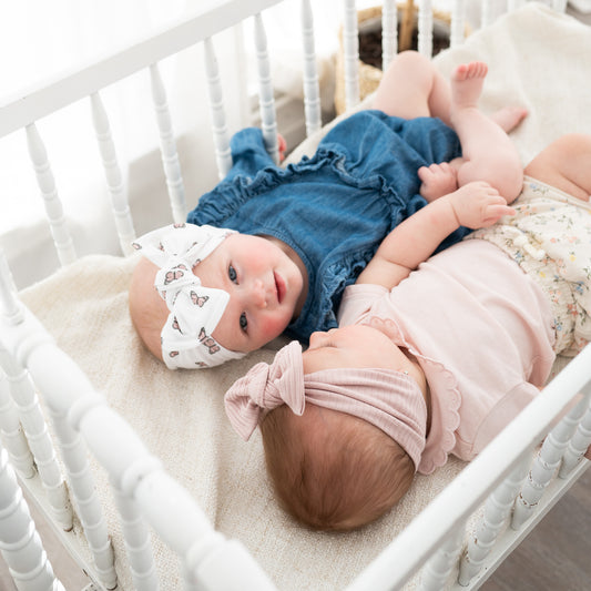 Butterflies + Dusty Pink Cotton Rib | Baby Bow Bundle