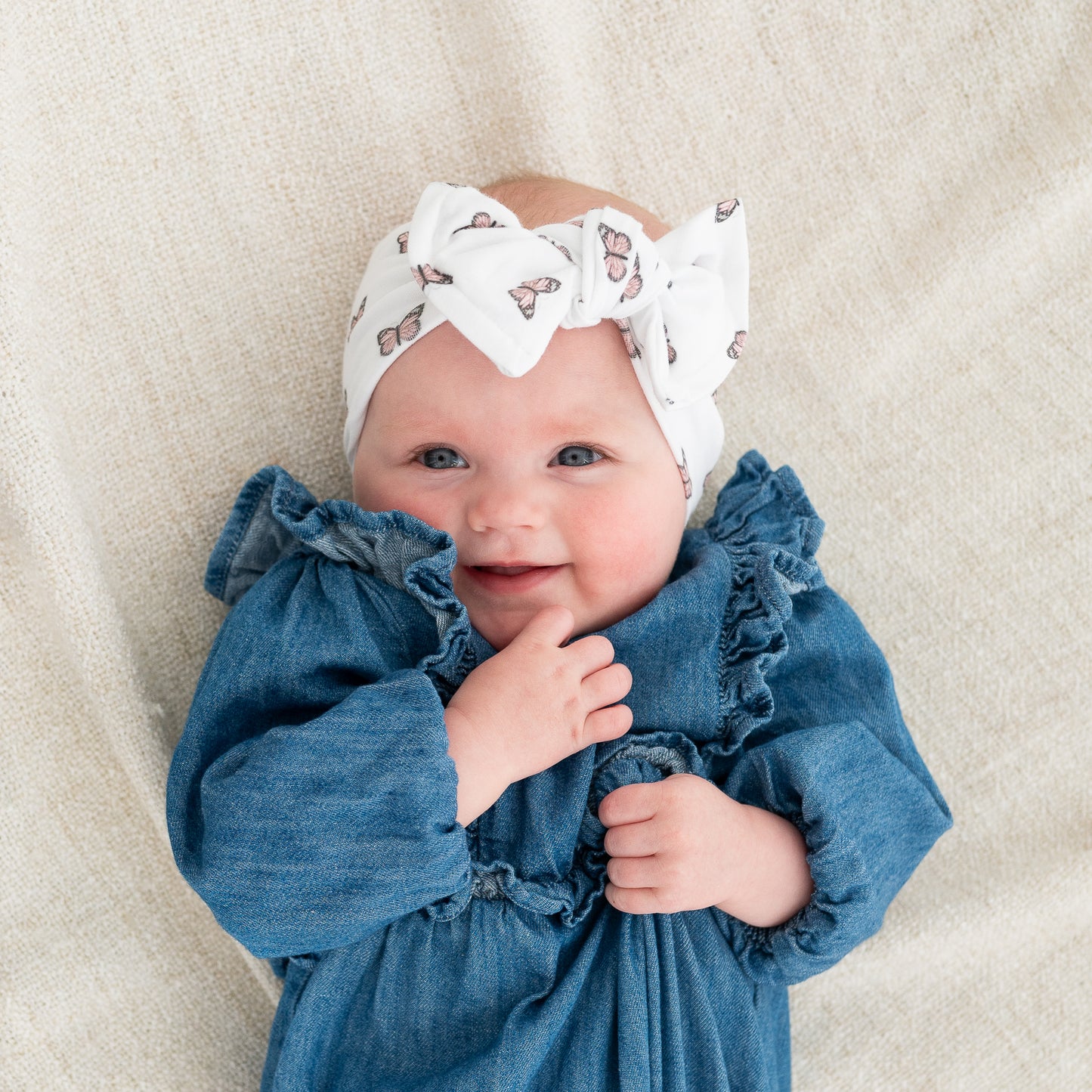 Butterfly Print Cotton Jersey Baby Headband