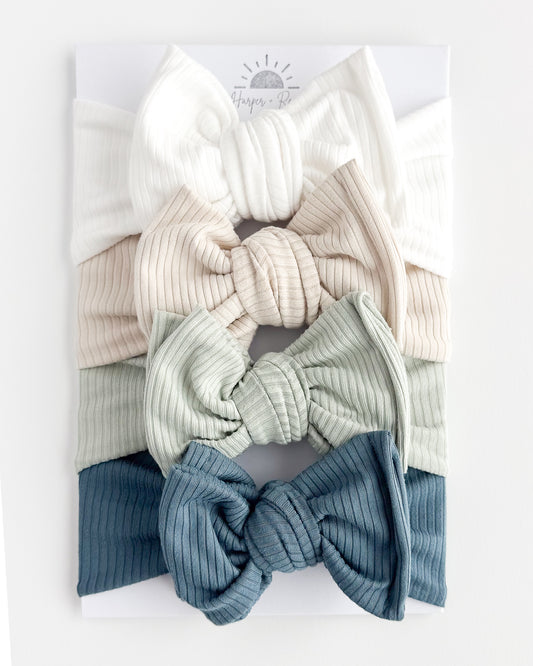 Solid Blue Basics | Ribbed Oversized Bow Bundle