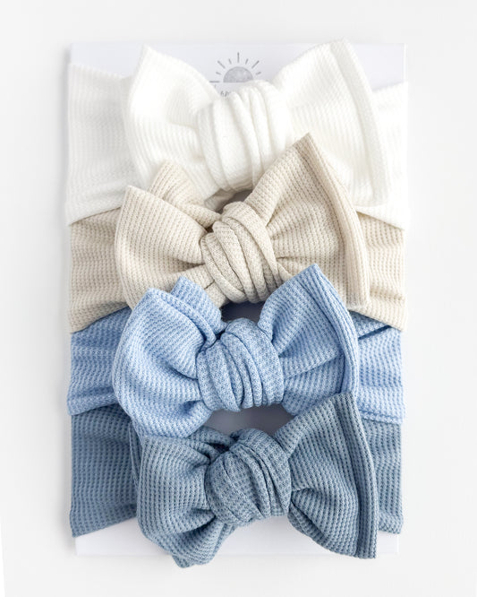 Solid Blue Basics | Waffle Oversized Bow Bundle