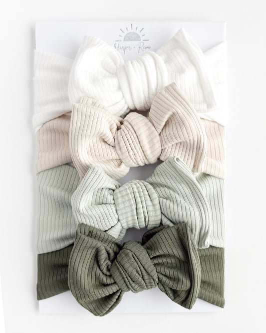 Solid Green Basics | Ribbed Oversized Bow Bundle