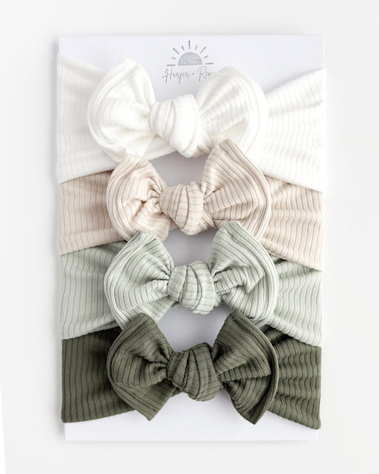 Solid Green Basics | Ribbed Top Knot Bundle