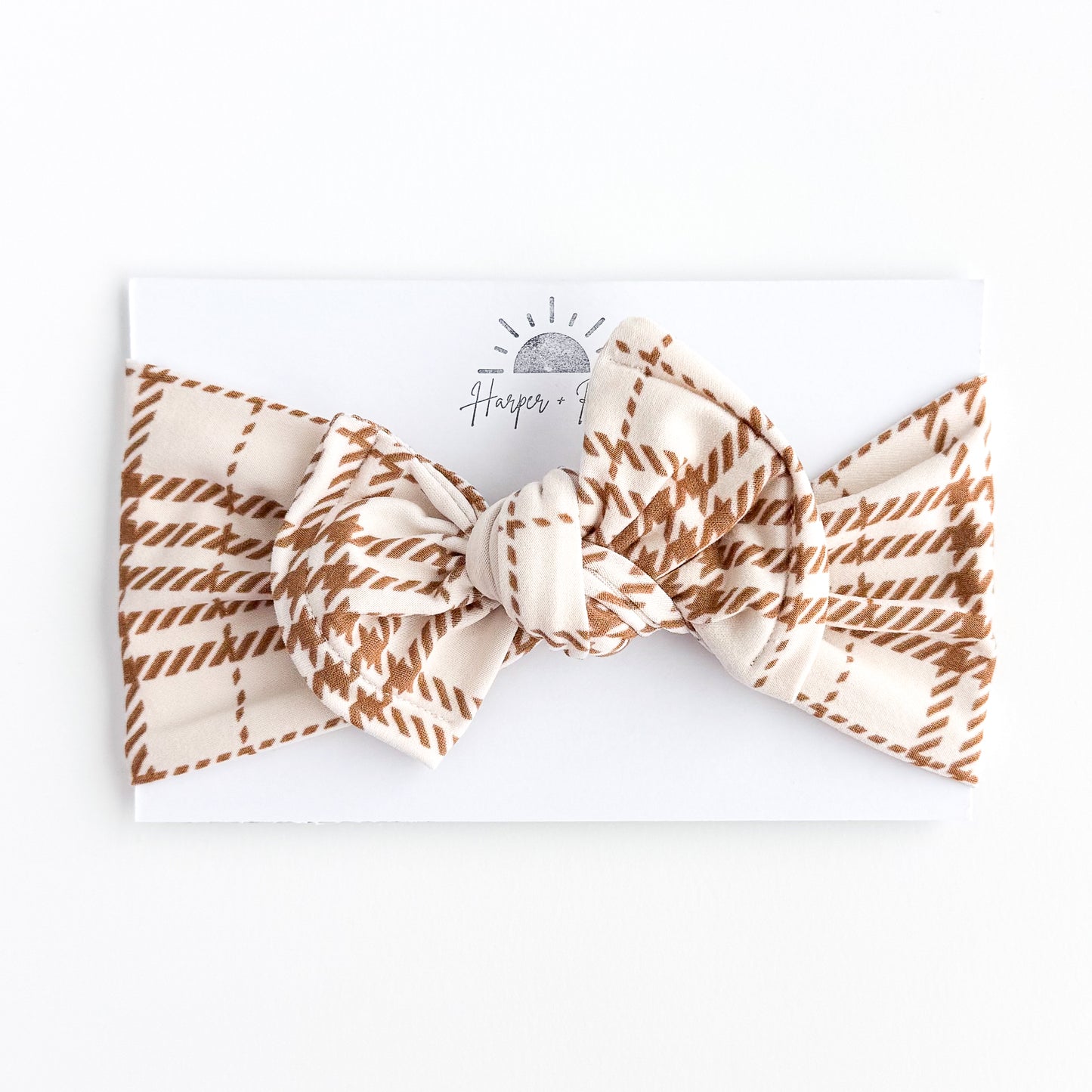 Brown Plaid Brushed Baby Headband