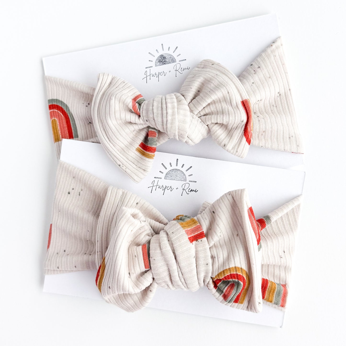 Neutral Rainbows Ribbed Baby Headband