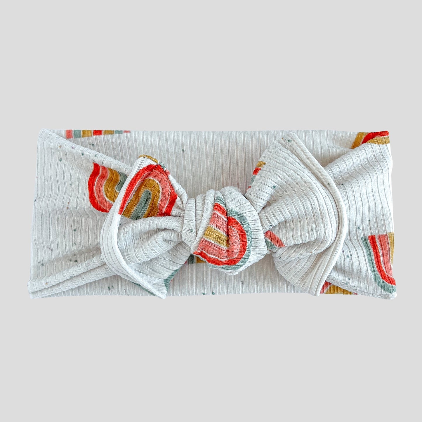 Neutral Rainbows Ribbed Baby Headband