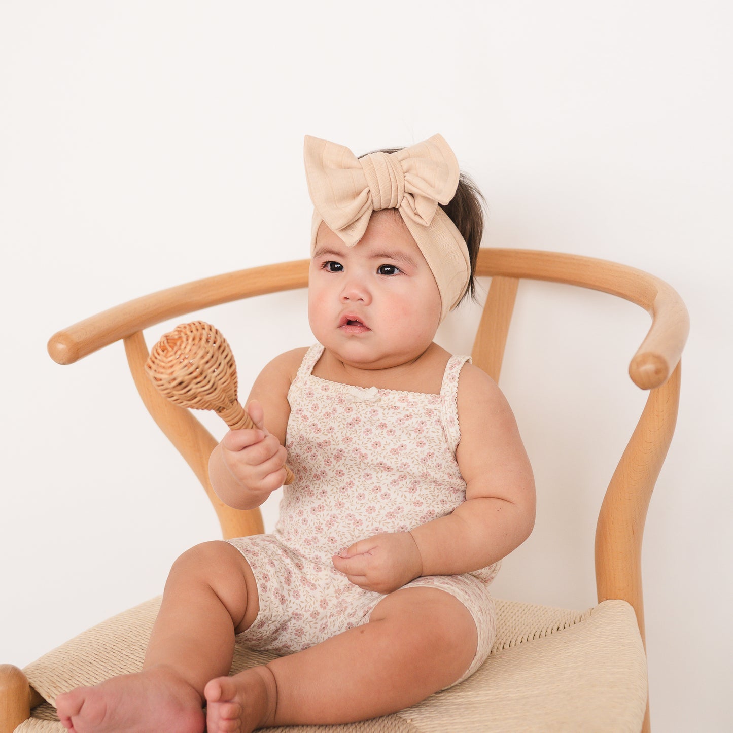 Beige Wide Ribbed Baby Headband