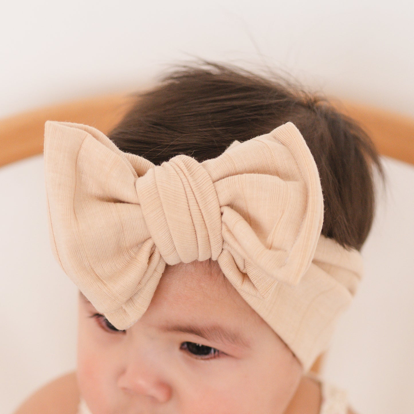 Beige Wide Ribbed Baby Headband