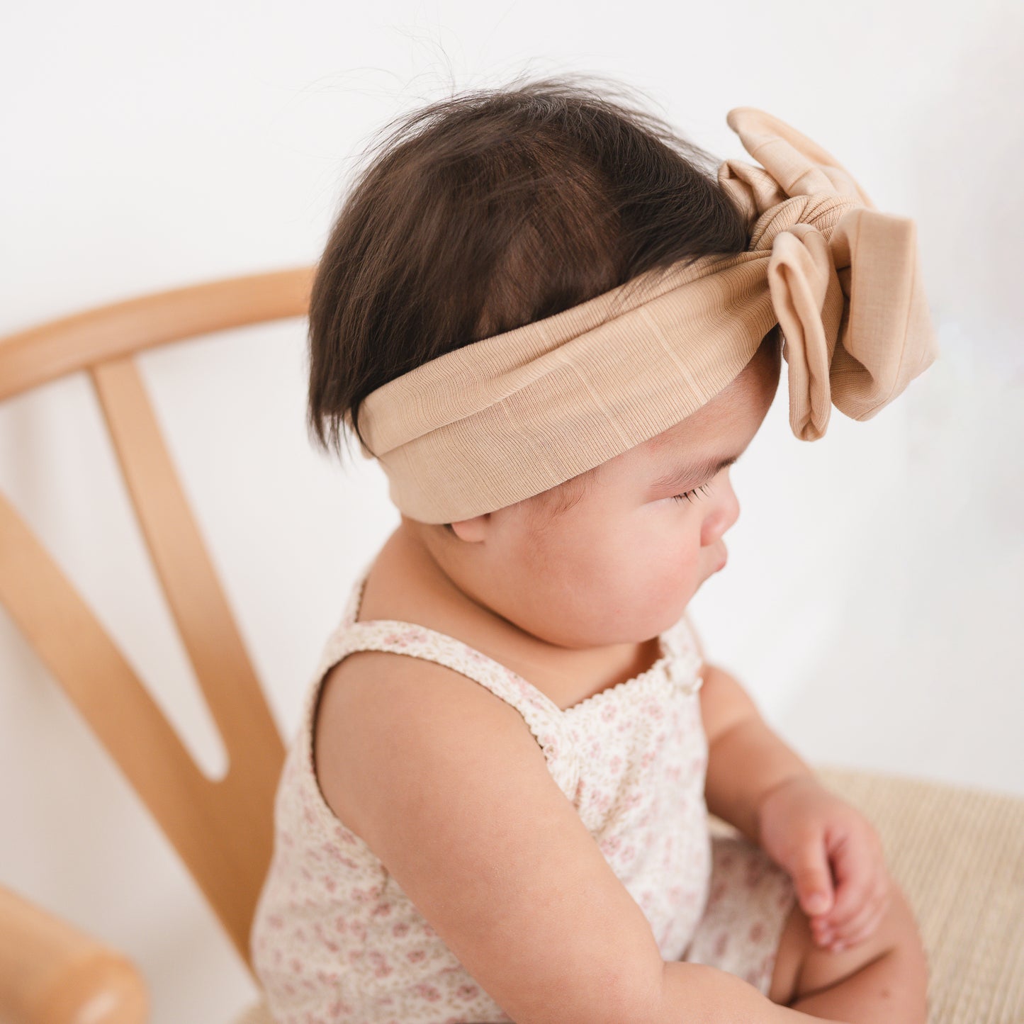 Beige Wide Ribbed Baby Headband