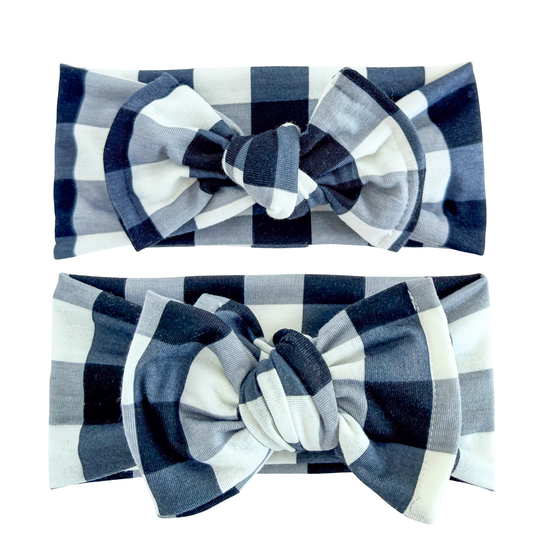 Black & White Buffalo Plaid Baby Headband