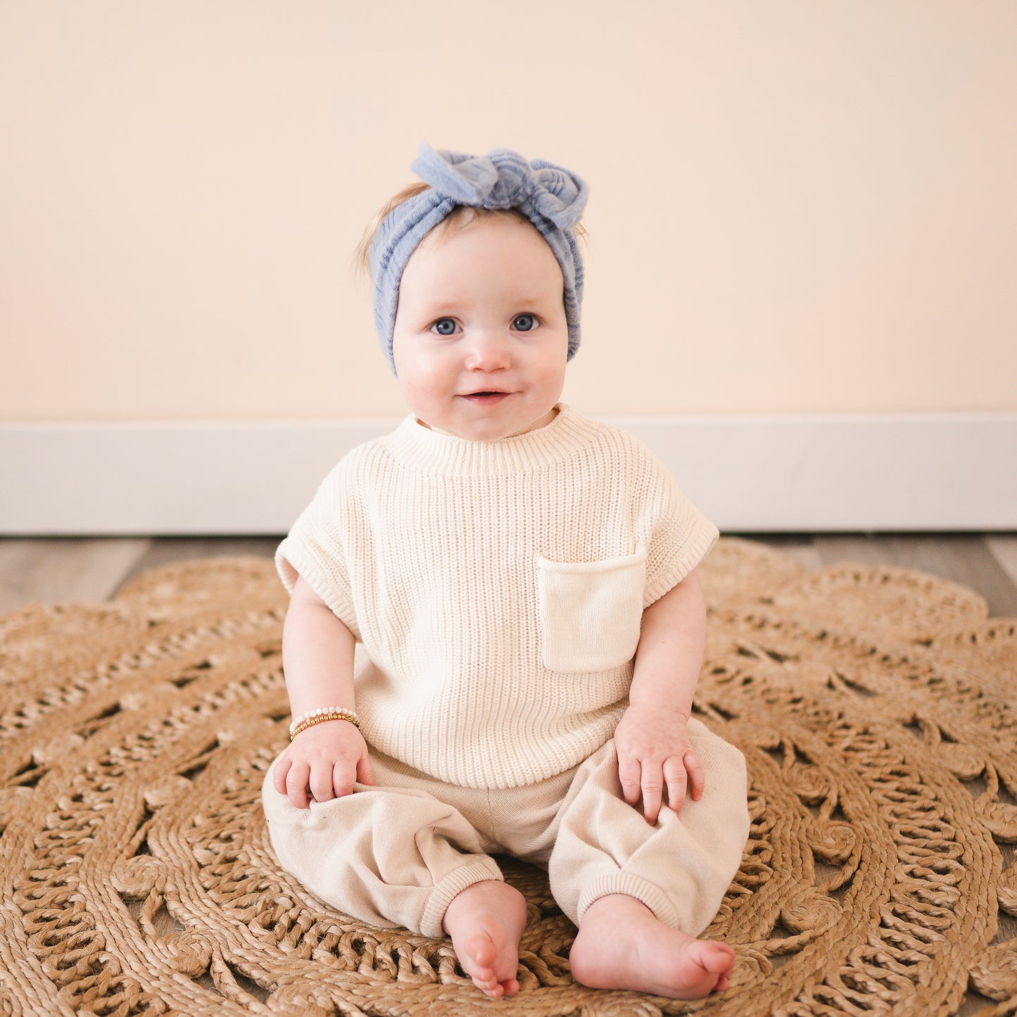 Dusty Blue Brushed Ribbed Baby Headband