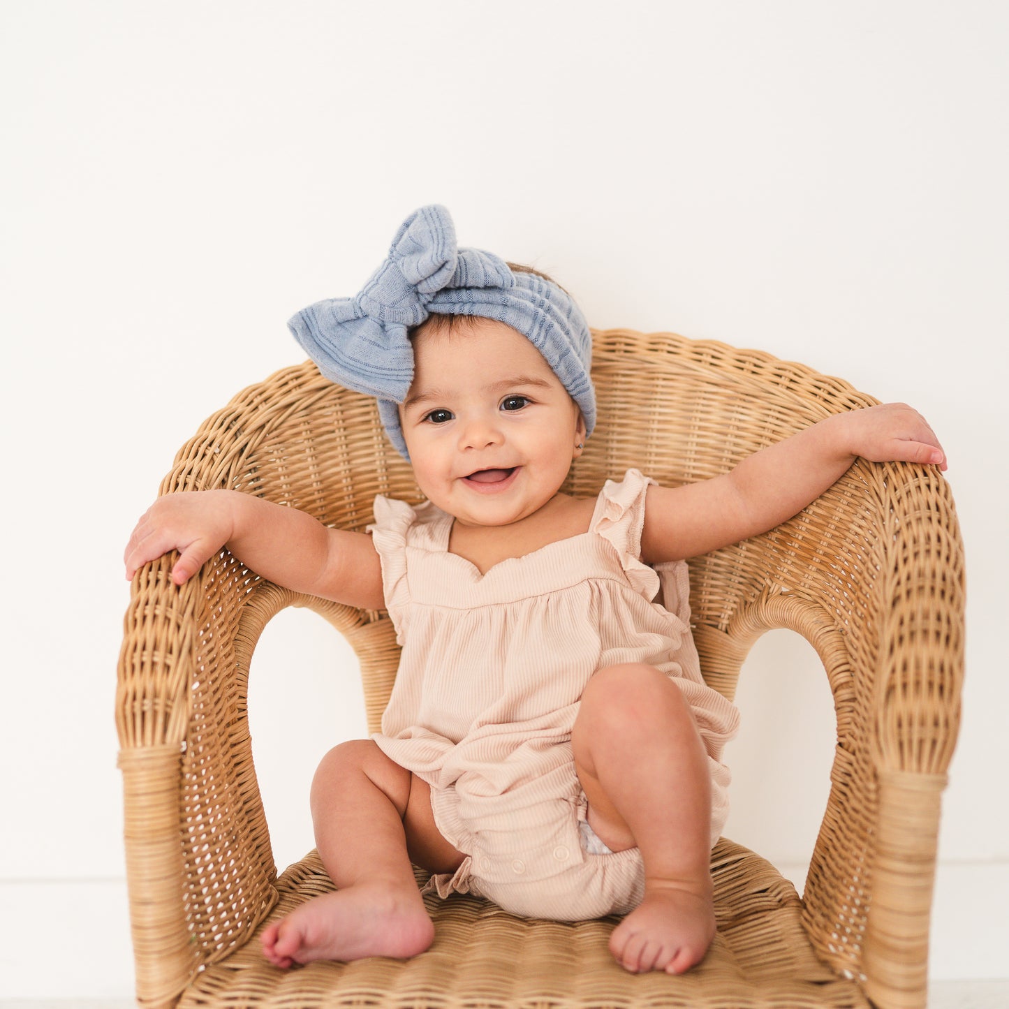 Dusty Blue Brushed Ribbed Baby Headband
