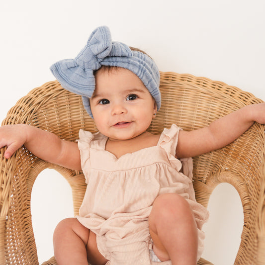 Dusty Blue Brushed Ribbed Baby Headband