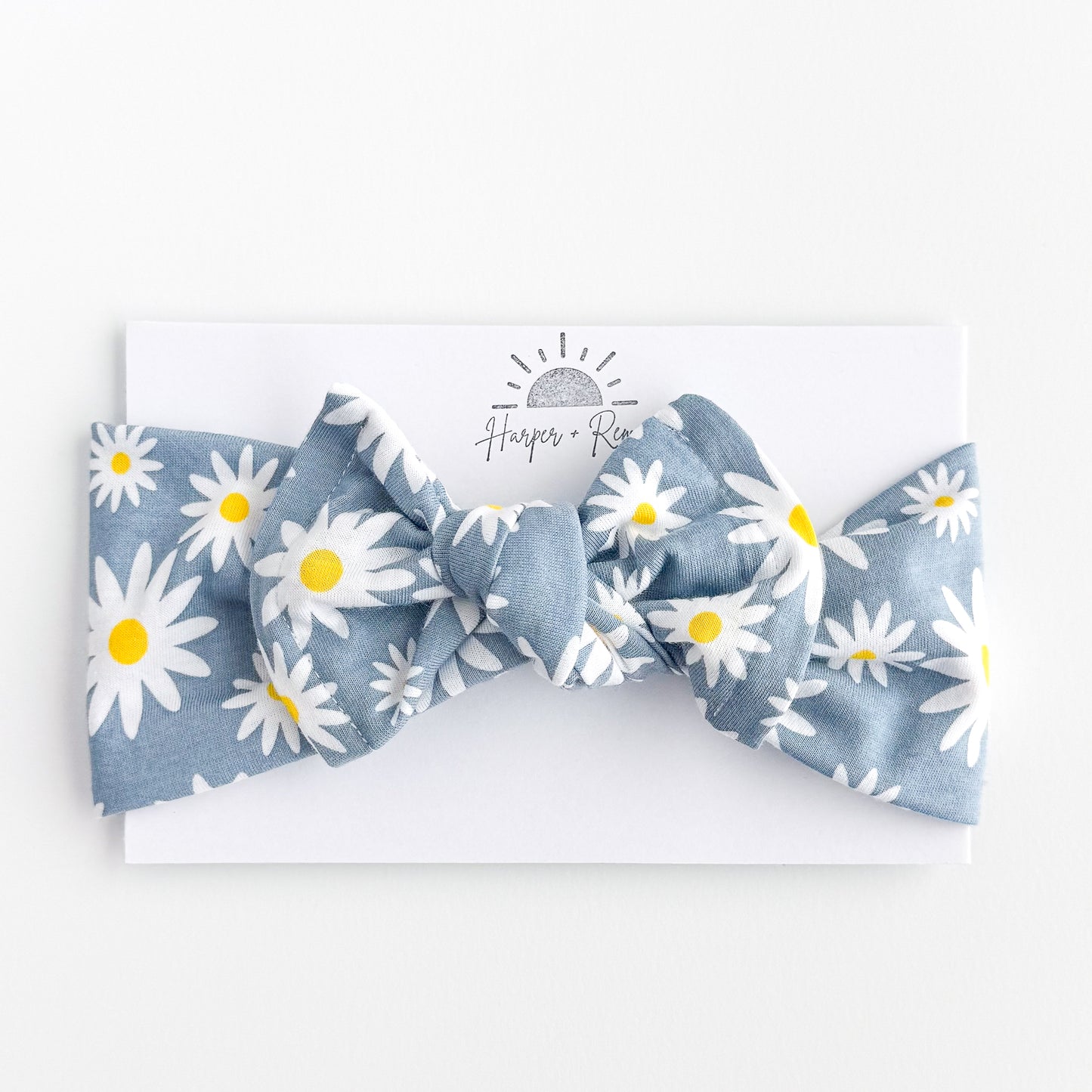 Blue Daisies Cotton Baby Headband