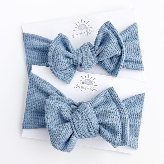 Dusty Blue Waffle Baby Headband