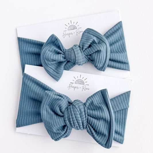 Blue Ribbed Baby Headband