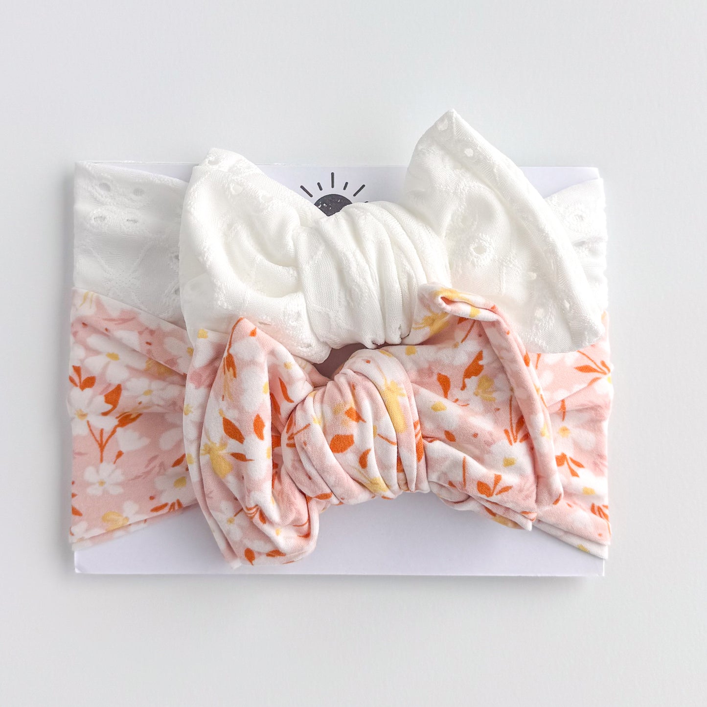 Blush Floral + White Eyelet | Baby Bow Bundle