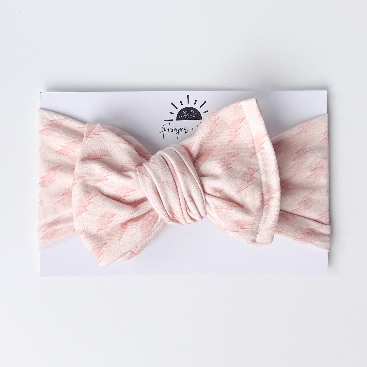 Blush Lightning Bolt Print Cotton Jersey Baby Headband