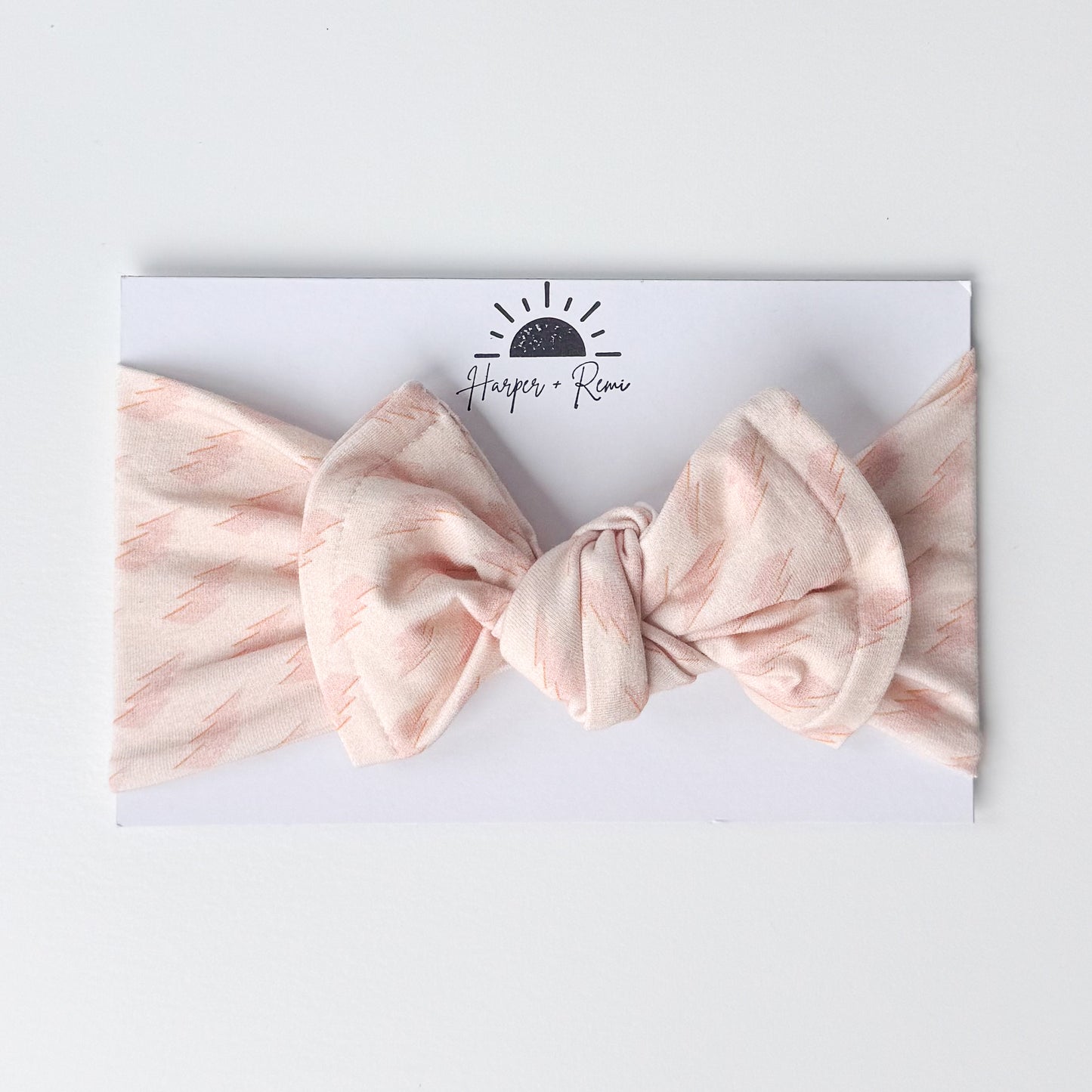 Blush Lightning Bolt Print Cotton Jersey Baby Headband