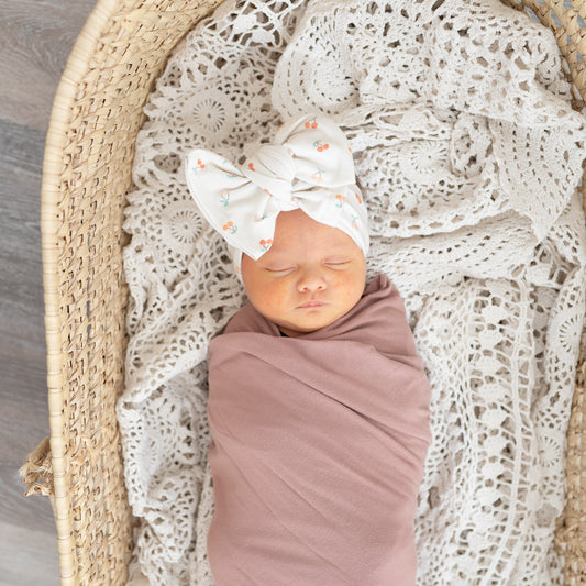 Dainty Cherry Print Cotton Jersey Baby Headband
