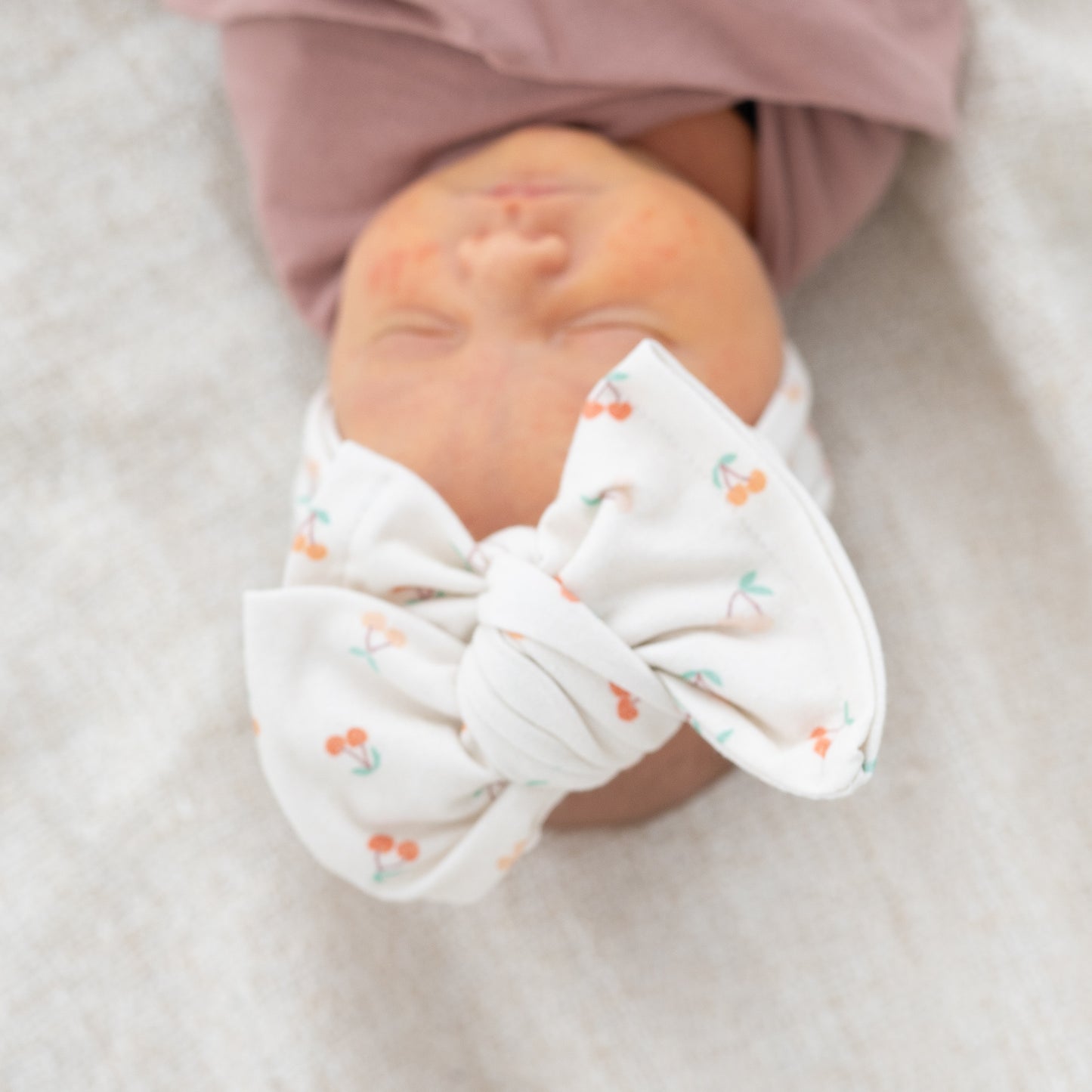 Dainty Cherry Print Cotton Jersey Baby Headband