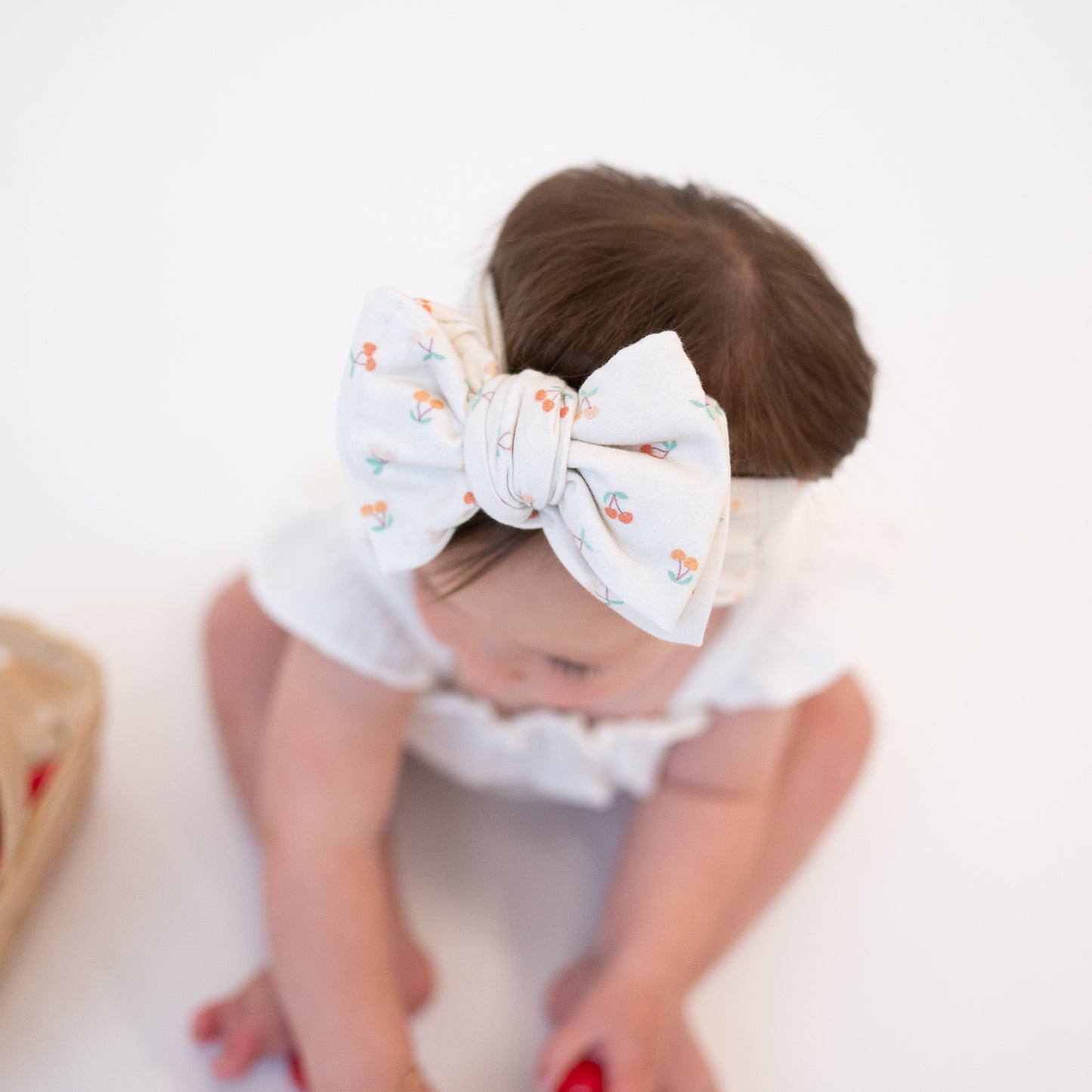 Dainty Cherry Print Cotton Jersey Baby Headband