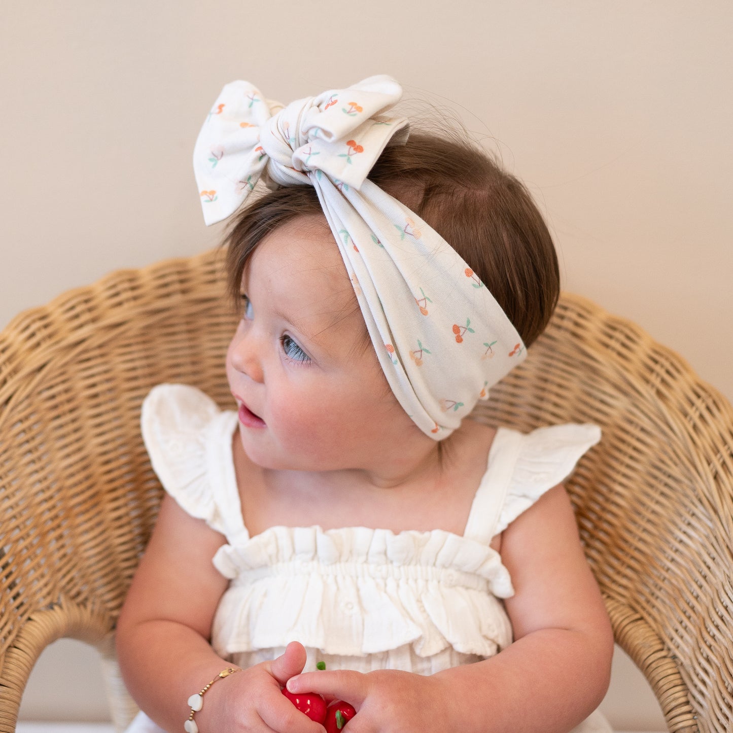 Dainty Cherry Print Cotton Jersey Baby Headband
