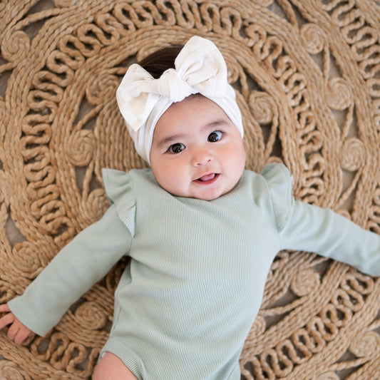 Neutral Checker Print Cotton Jersey Baby Headband