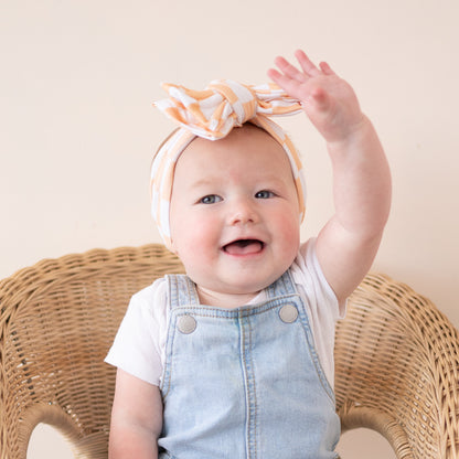 Orange Sherbert Checker Print Cotton Jersey Baby Headband