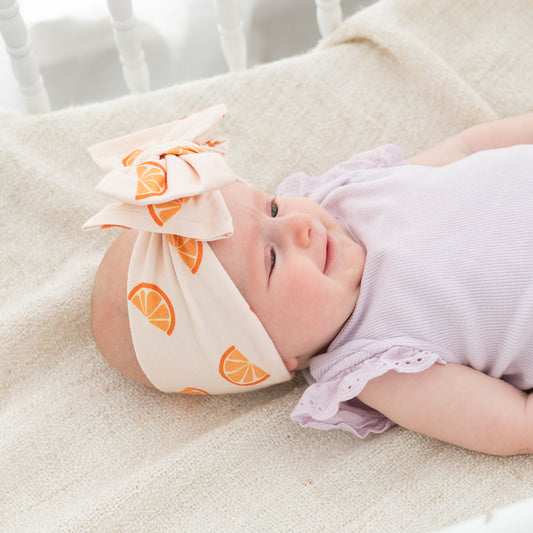 Orange Slice Print Cotton Jersey Baby Headband