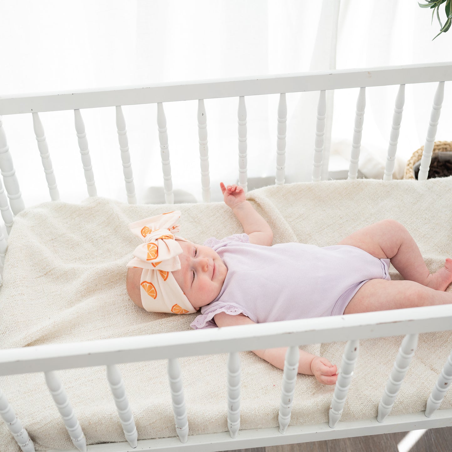 Orange Slice Print Cotton Jersey Baby Headband