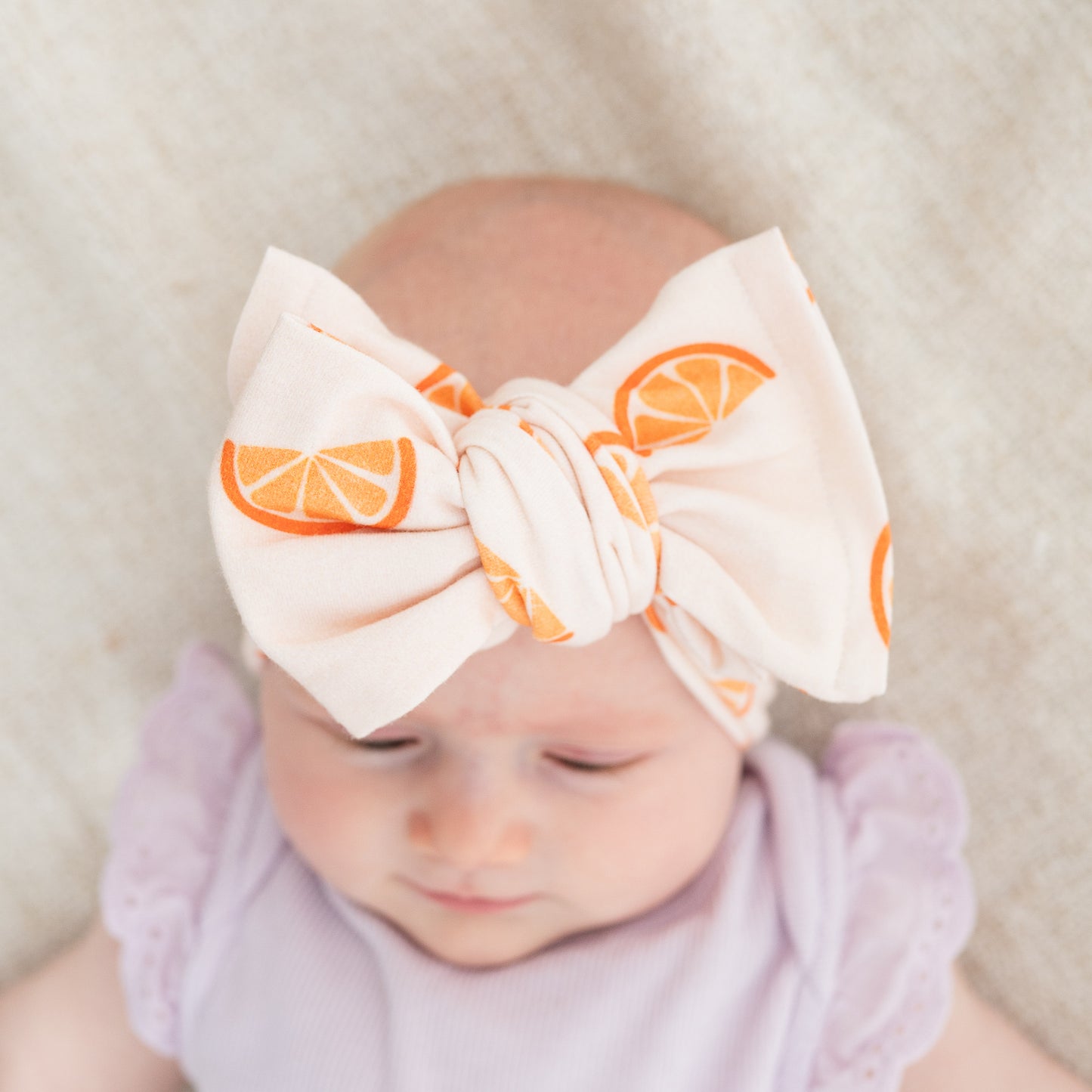 Orange Slices + Ivory Terry Cloth | Baby Bow Bundle
