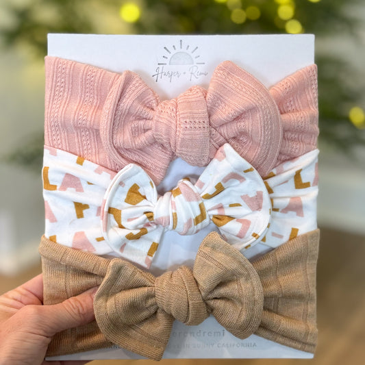 Holiday Top Knot Bow Bundle | Pink Fa-La-La