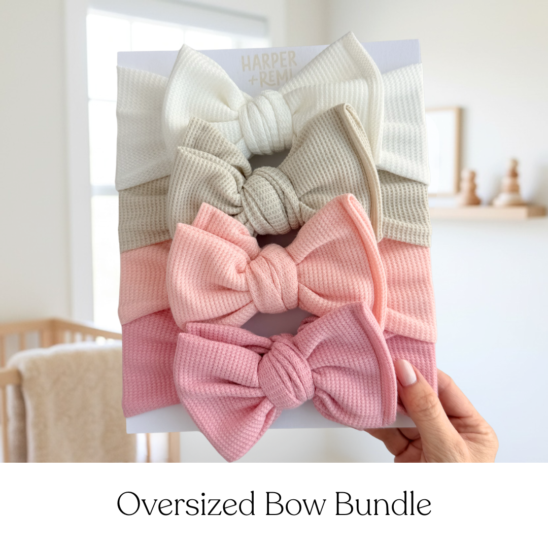 Everyday Essentials (Neutral + Pink) | Waffle Baby Bow Bundle