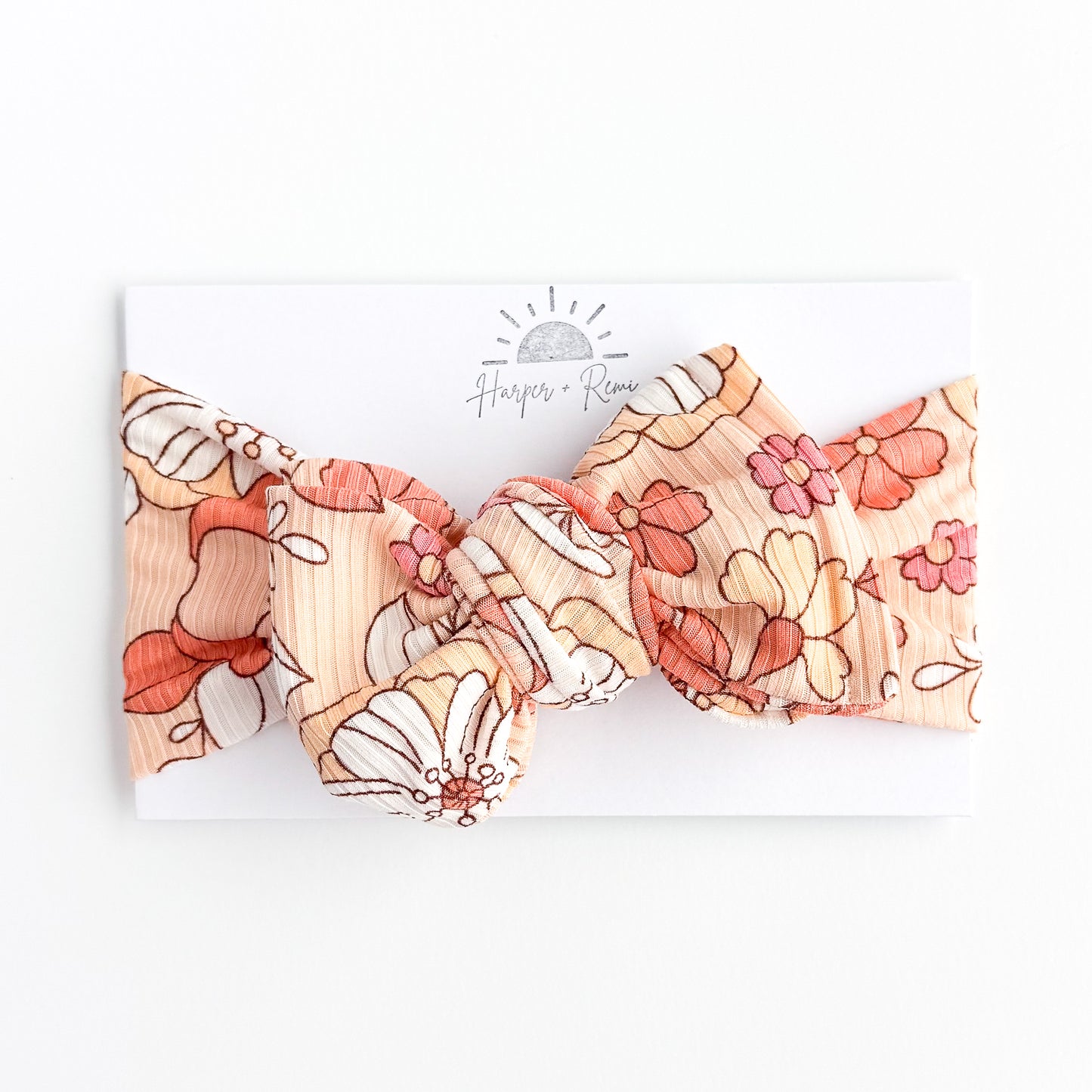 Coral Large Floral Ribbed Baby Headband
