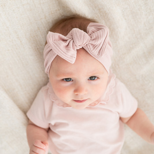 Dusty Pink Cotton Ribbed Baby Headband